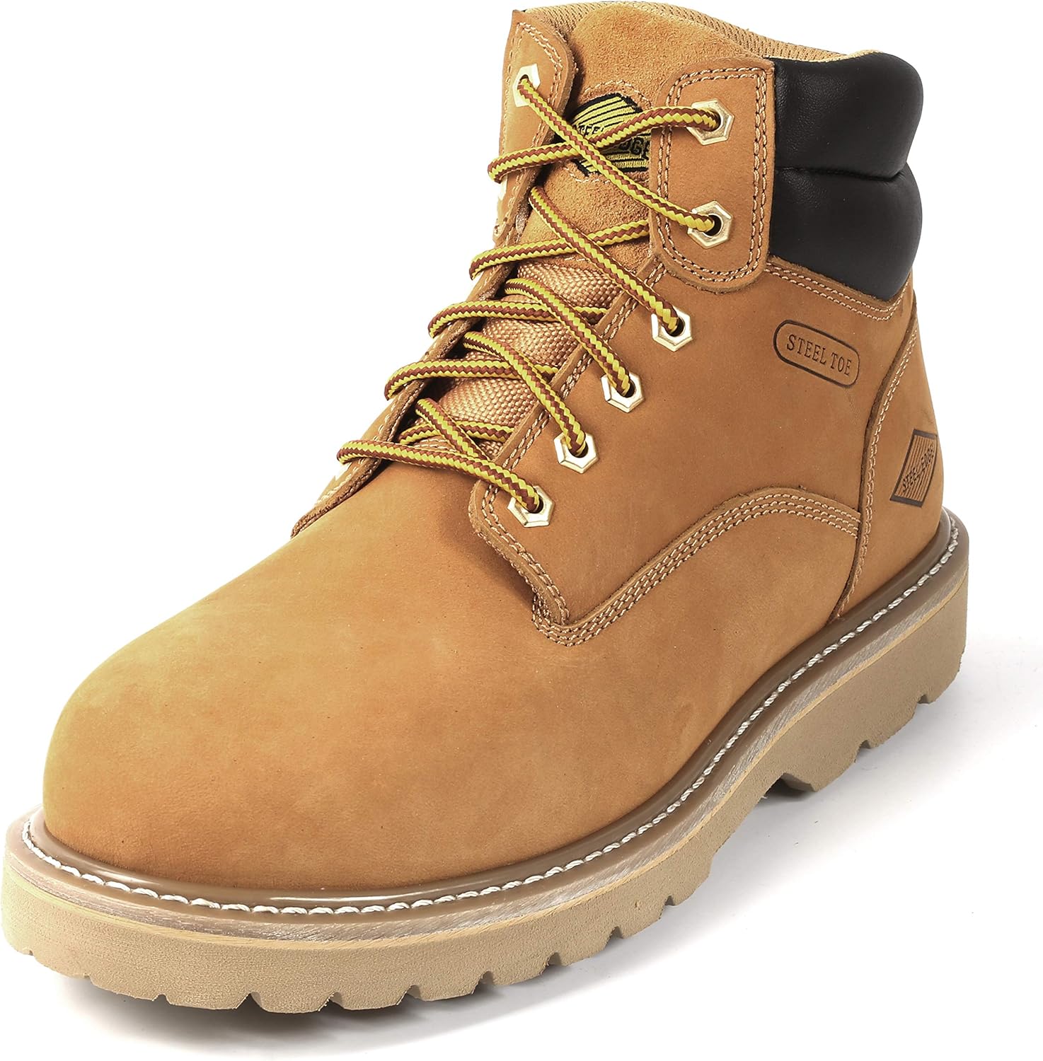 Professional non slip work boots with steel toe protection and advanced traction outsole
