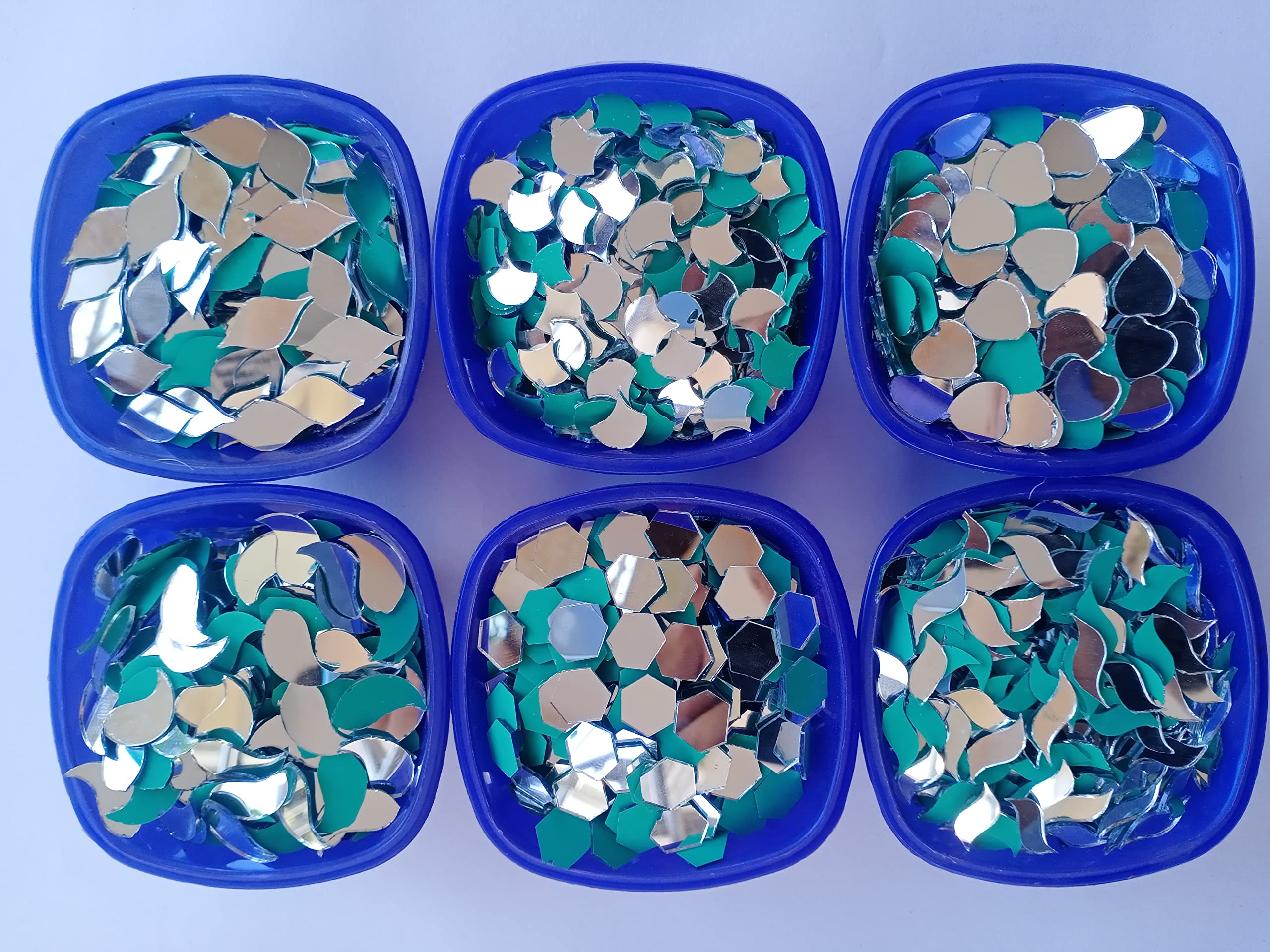 VINAYAK GALLERY All Unique Shape Mirror kit lippan Art for Jewellery Making,Other Craft Work ( Total-600 Pieces, 100 Piece of Each Shape) 1 Free Fabric Glue