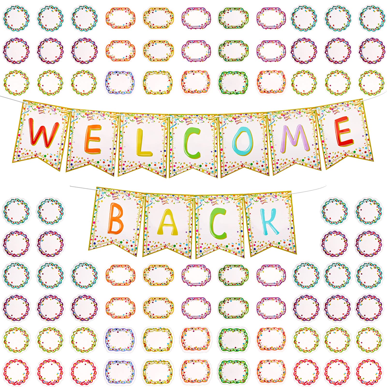 Buy 60 Pieces Confetti Accents And 1 Confetti Welcome Pennant Banner Buy 60 Pieces Confetti Accents And 1 Confetti Welcome Pennant Banner