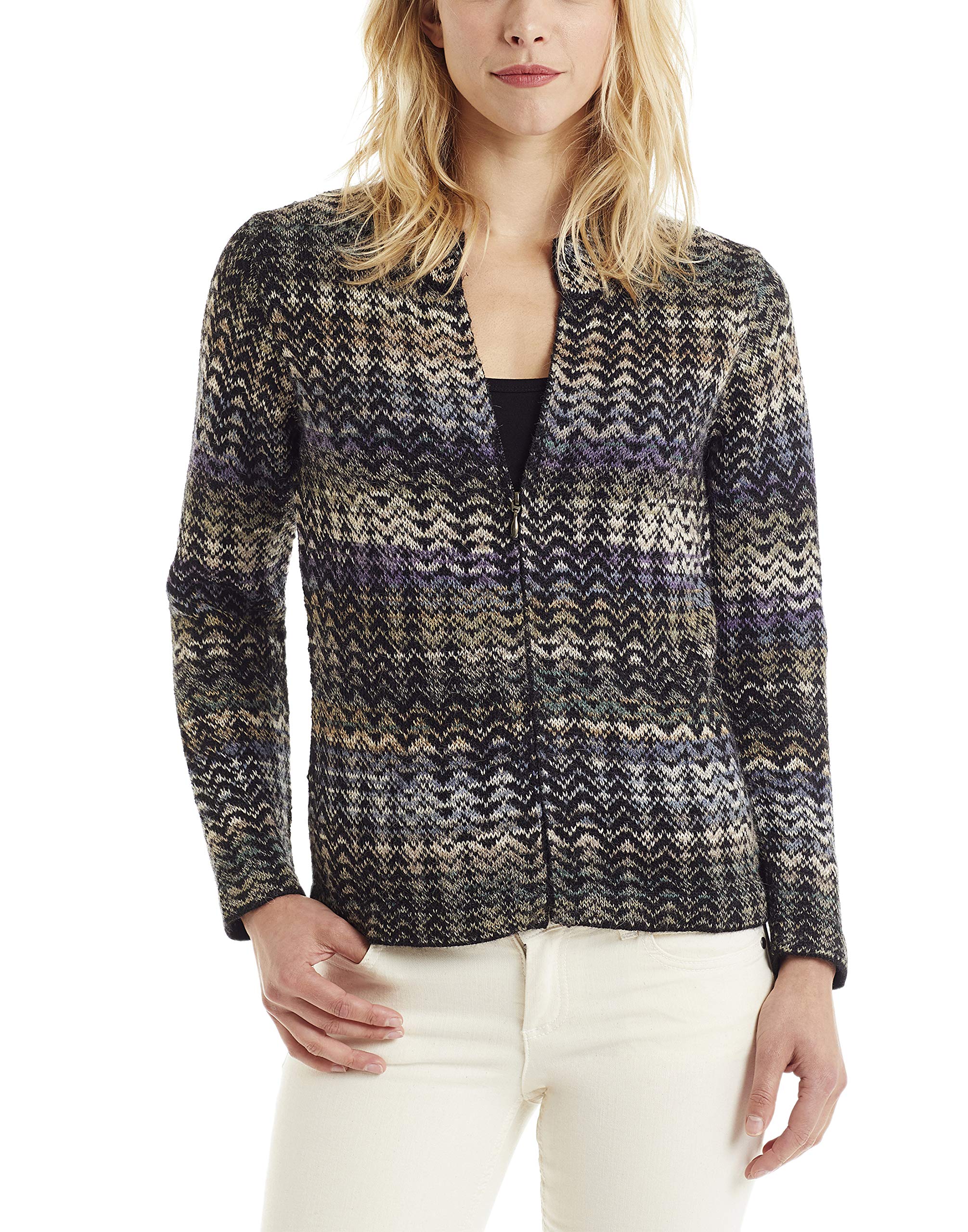 Women's Alpaca Wool Sweater Zippered Cardigan Noelle