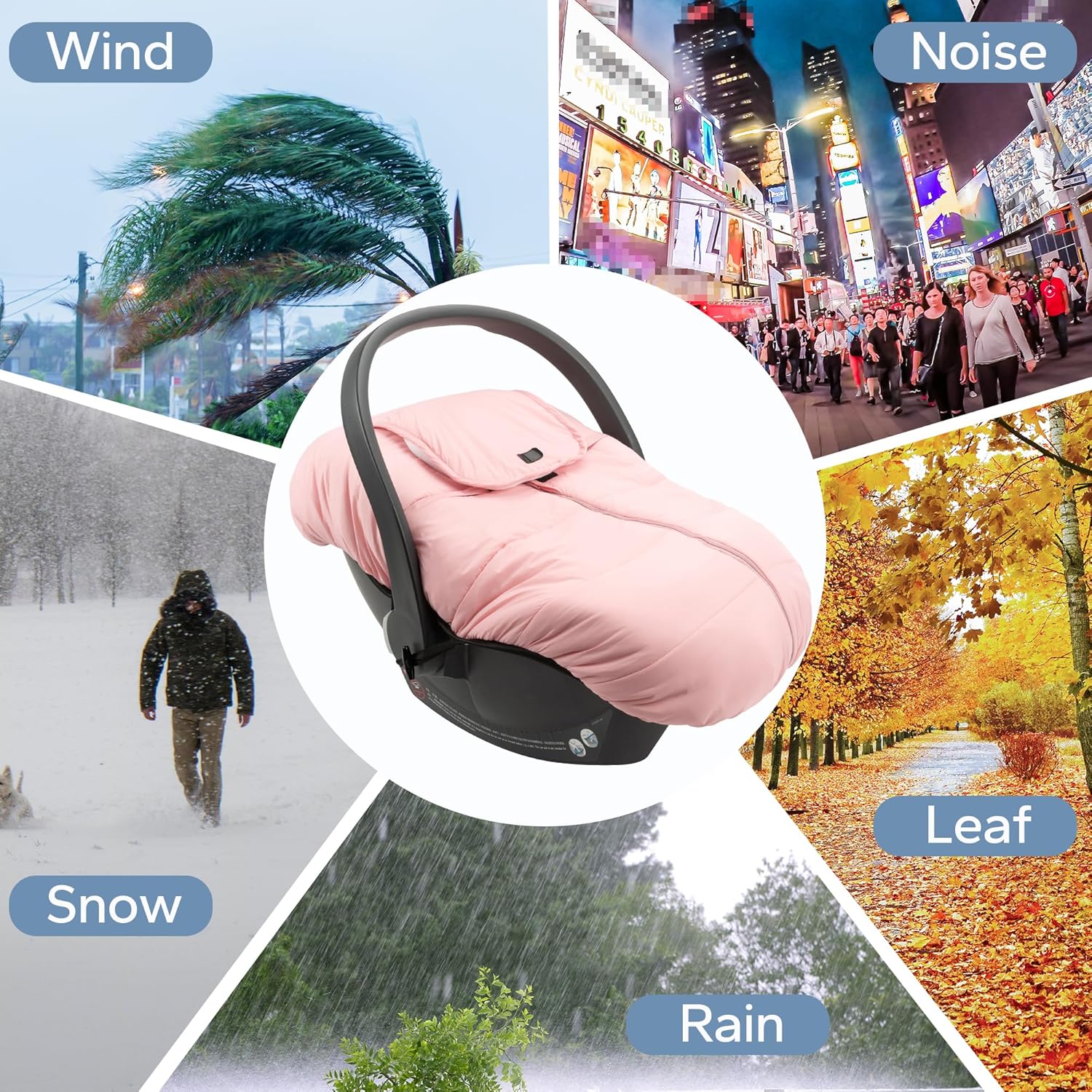 SERAPHY Car Seat Cover Baby Winter Carseat Cover for Babies, Universal Warm Infant Car Seat Canopy & Stroller Covers Accessories for Newborn Boy Girl Essentials, Pink - Image 7