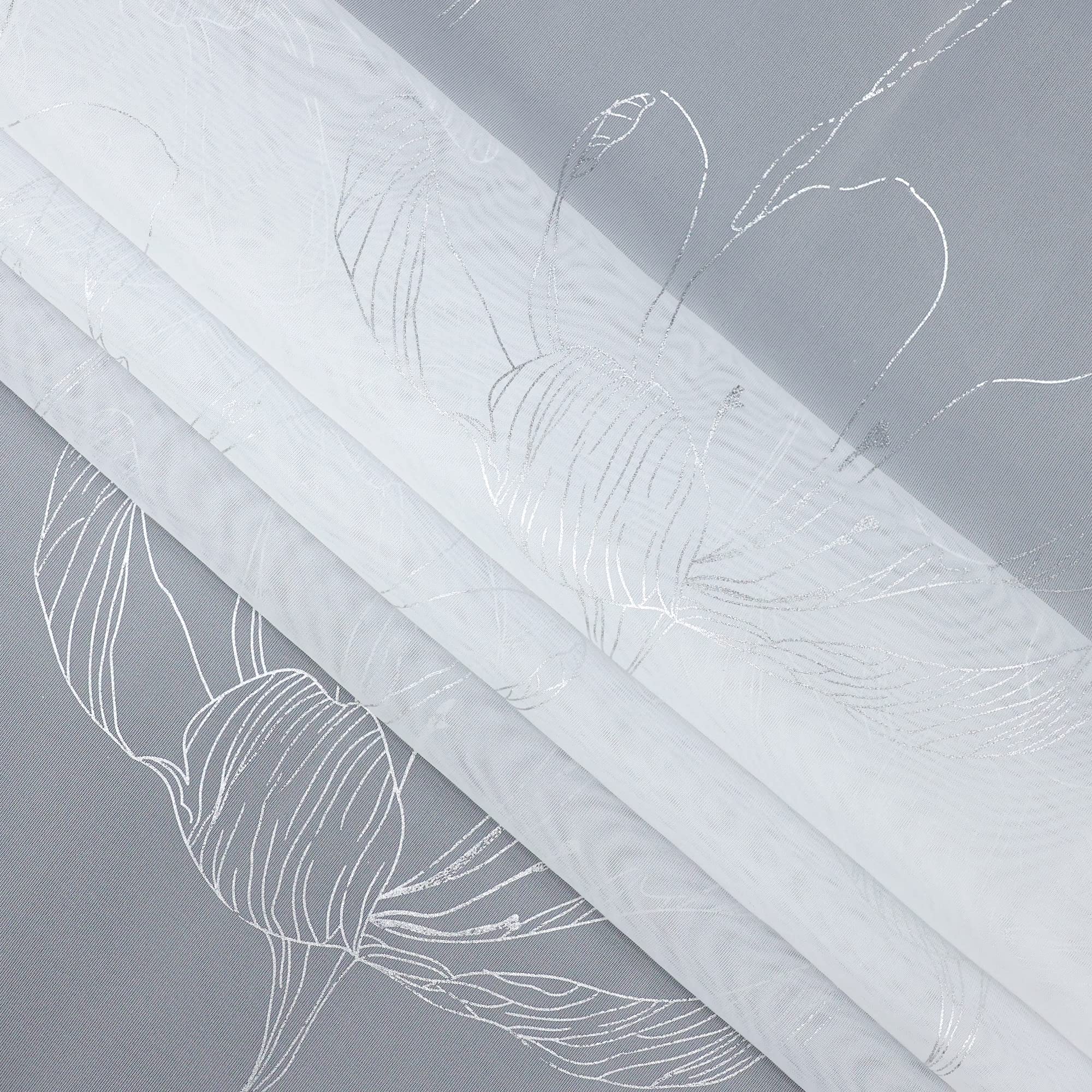 Joyswahl Voile Raffrollo mit Glanzdruck transparente Raffgardine mit Klettschiene Küchen Gardinen BxH 140x140cm Lotus 1 Stück