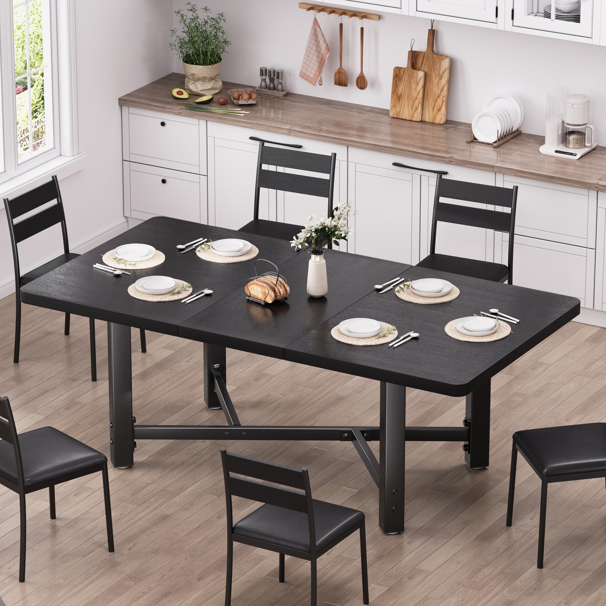 Amazon.com - Jocoevol Dining Table for 4-6,62“Extendable Round