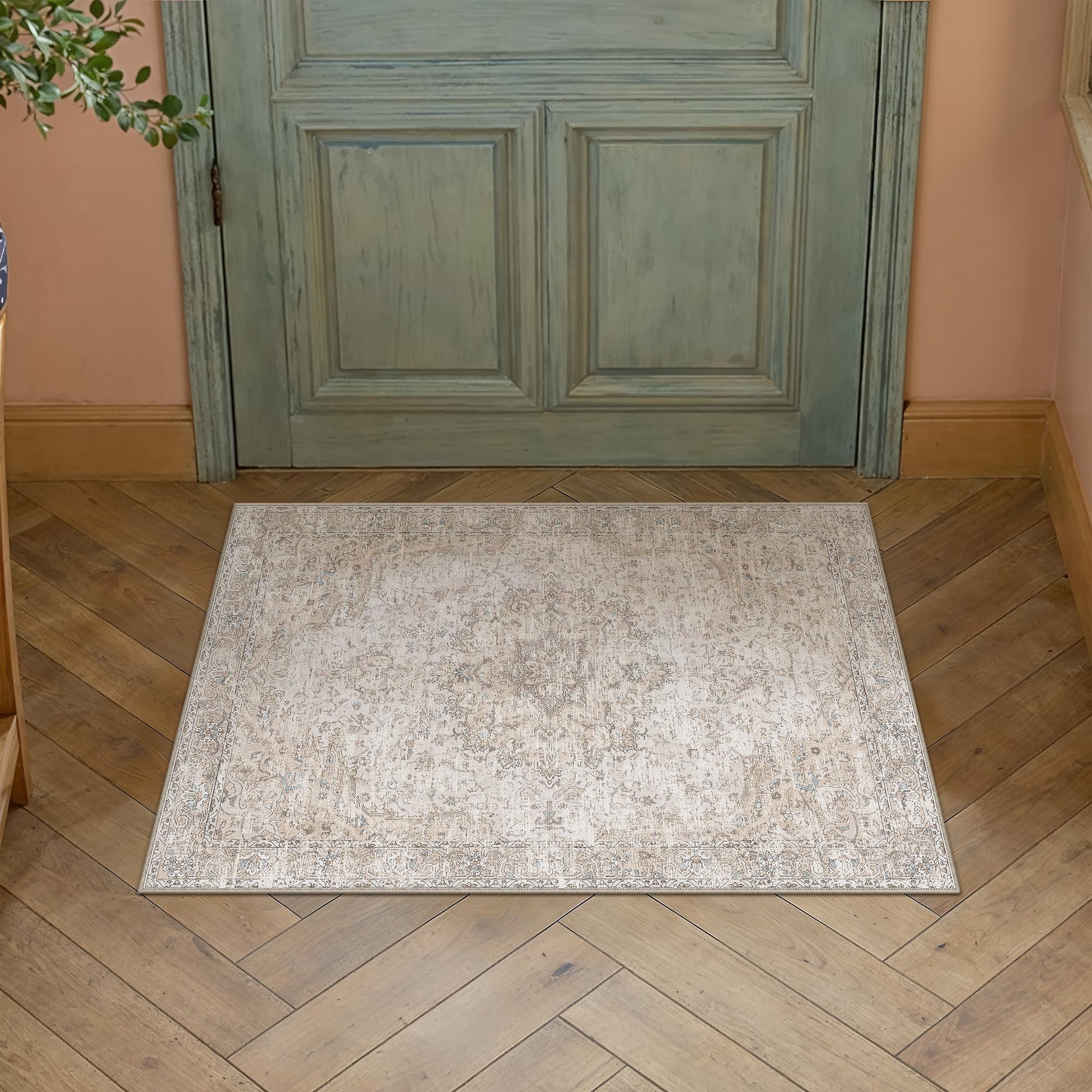 PureCozy Vintage Door Mat Rug 60x90cm Beige Doormat Washable Entrance Rug