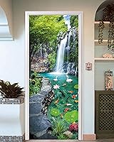 Vista 7 de FLFK Adhesivo mural para puerta, playa, despegar y pegar, tamaño combinado 30.3 x 78.7 pulgadas, dividido en 2 piezas