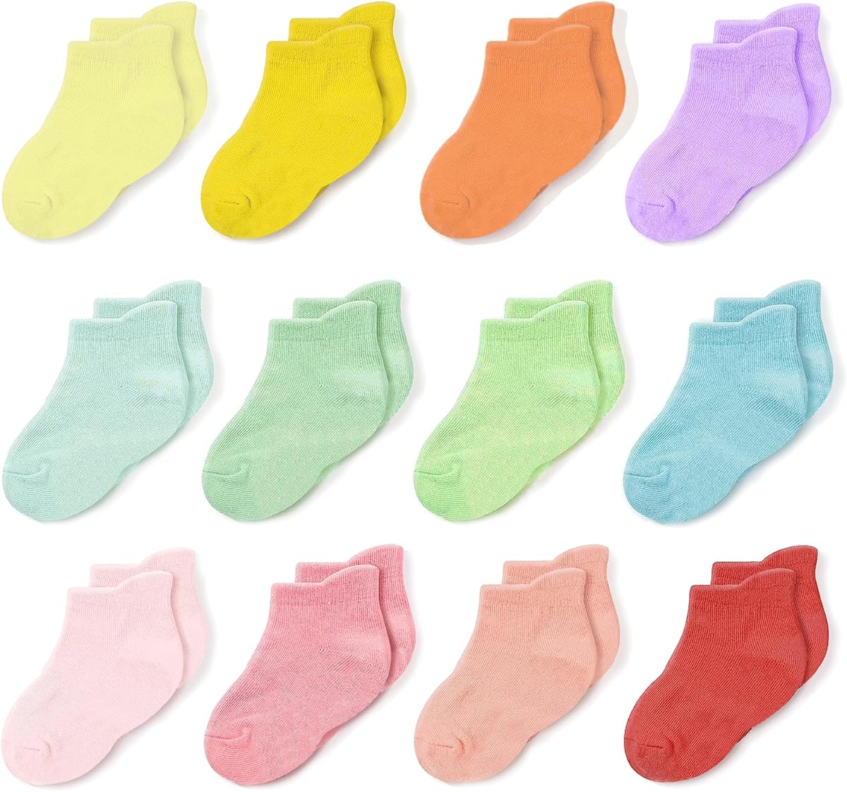 Baby & Toddler Socks Ankle Comfy Cotton Socks For Girls and Boys No Show Infant - 12 Pack