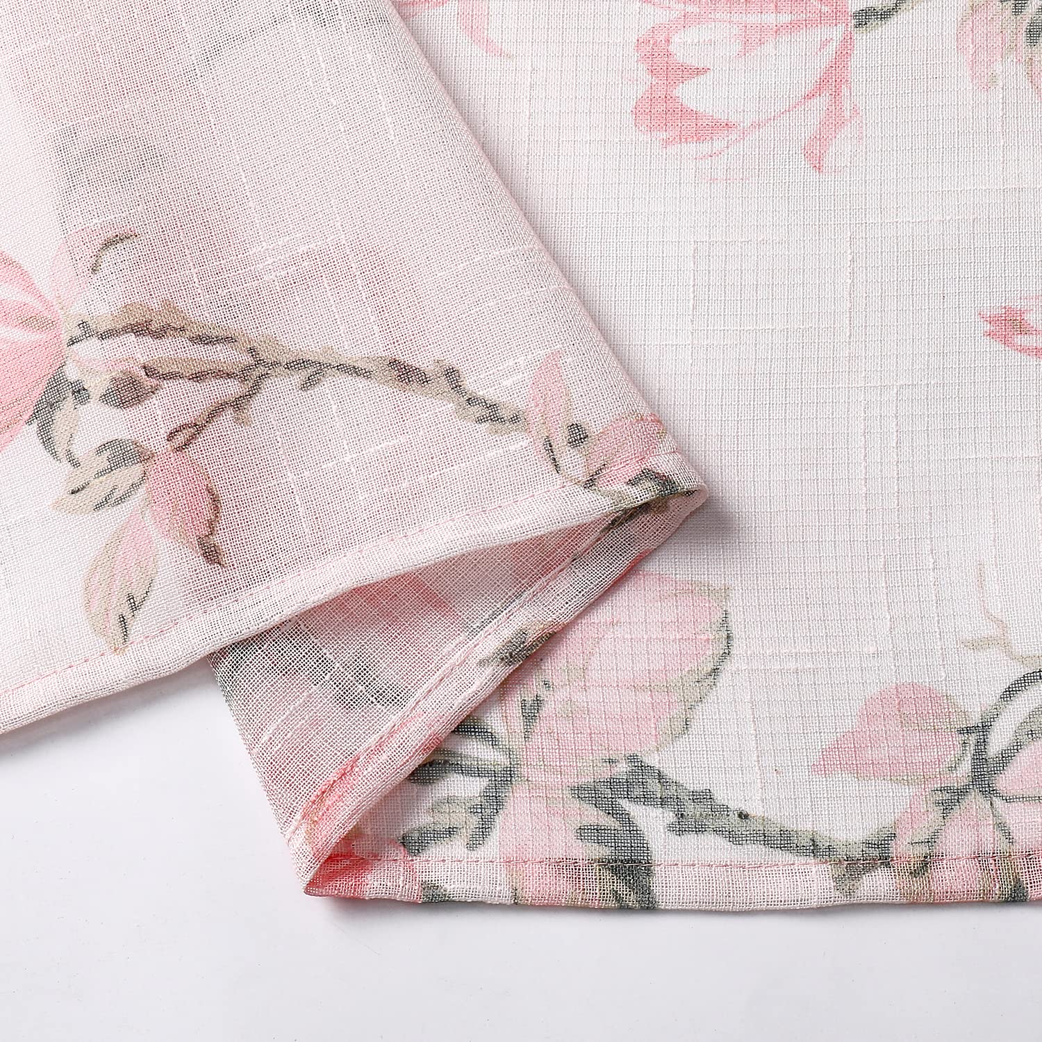 SMILE WEAVER Tende velate rosa cipria, lunghezza 160 cm, per soggiorno, con motivo floreale, in voile di lino testurizzato, con tasca per asta, per camera da letto/cucina, 2 pannelli