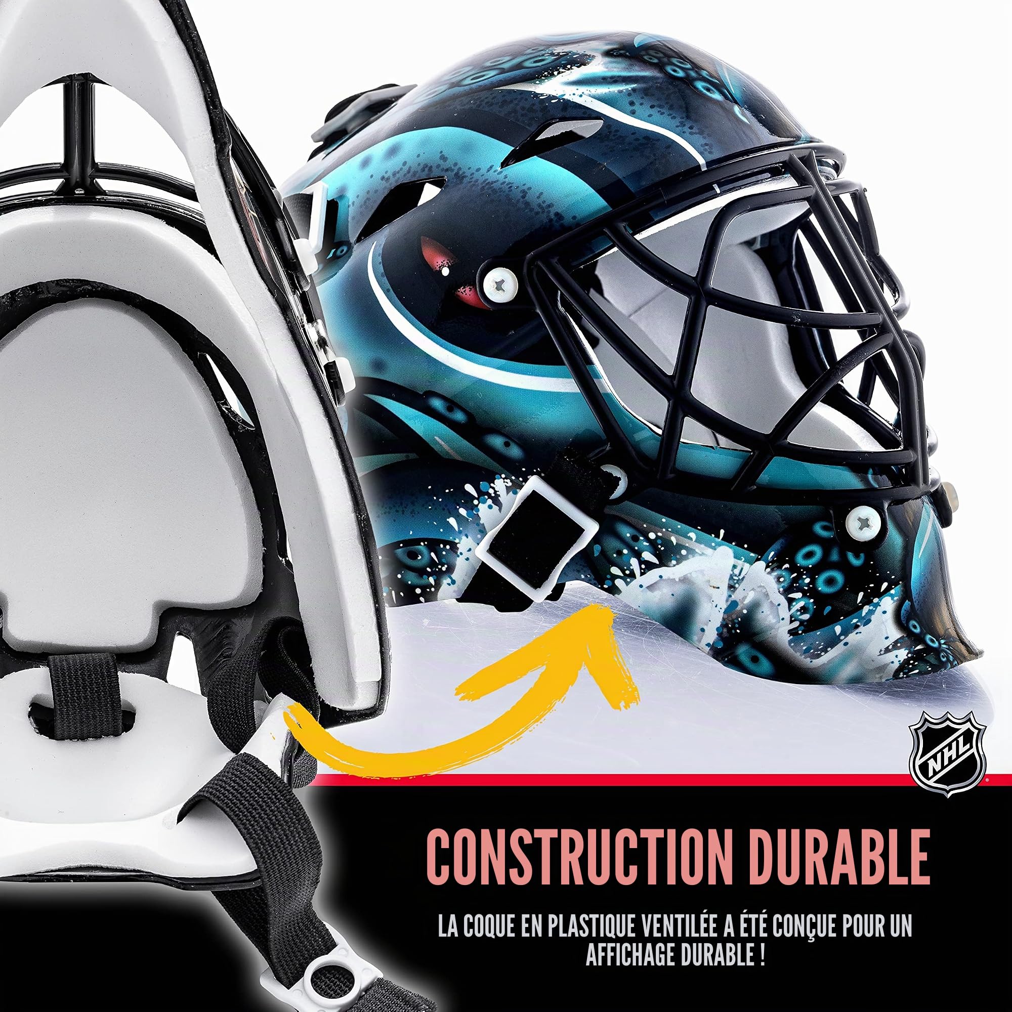 Franklin Sports Mini Masque de Gardien de But de Hockey avec Logo de l'équipe de la LNH avec étui – Masque de Gardien de But de Collection avec Logos et Couleurs Officiels de la LNH