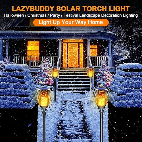 Miniatura 7 de Luces solares para exteriores, linterna solar grande con llama parpadeante, efecto fuego, decoraciones de Halloween, linternas colgantes 3 en 1,