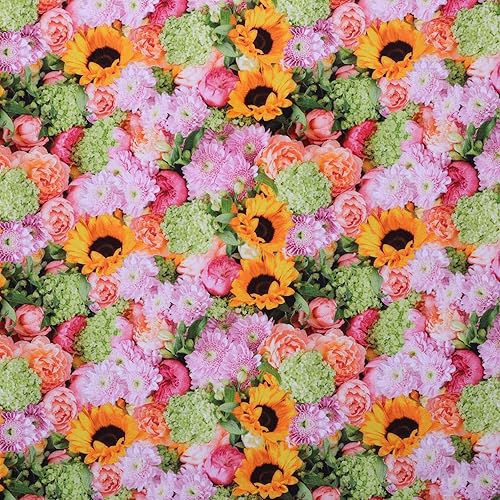 Miniatura 4 de Mook Fabrics Algodón floral, corte azul por yarda