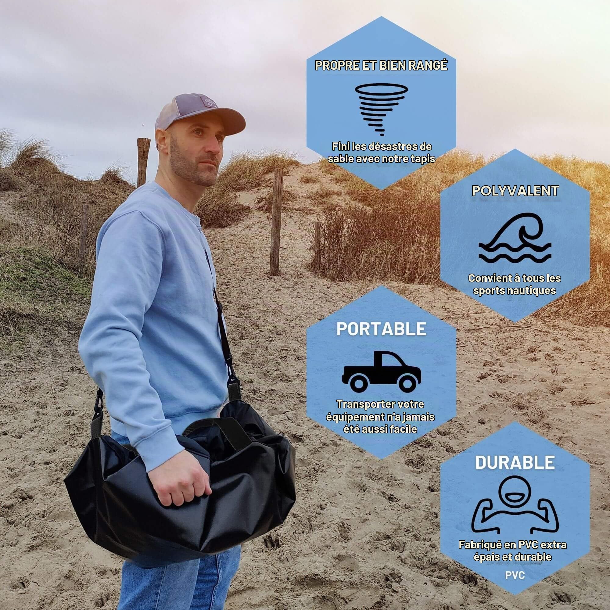 Hang 11 Sac à Langer pour Combinaison de plongée – Matelas à Langer avec bandoulière – Sac imperméable pour Garder Votre Combinaison Humide et Votre Voiture Propres
