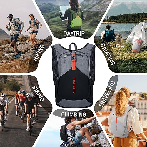 Miniatura 106 de FIORETTO Mochila de senderismo de 15L para mujeres y hombres, mochila mini plegable, ligera, pequeña mochila de día para camping, viaje, al aire
