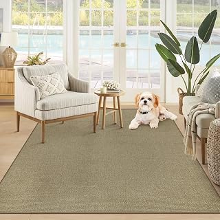 Easy Jute Rug 3x5 Natural Rugs: Washable Woven Area Rug Non Slip Non Shedding Indoor Outdoor Carpet Throw Rugs for Living Room Bedroom Kitchen Farmhouse Patio (3'x5' Natural)