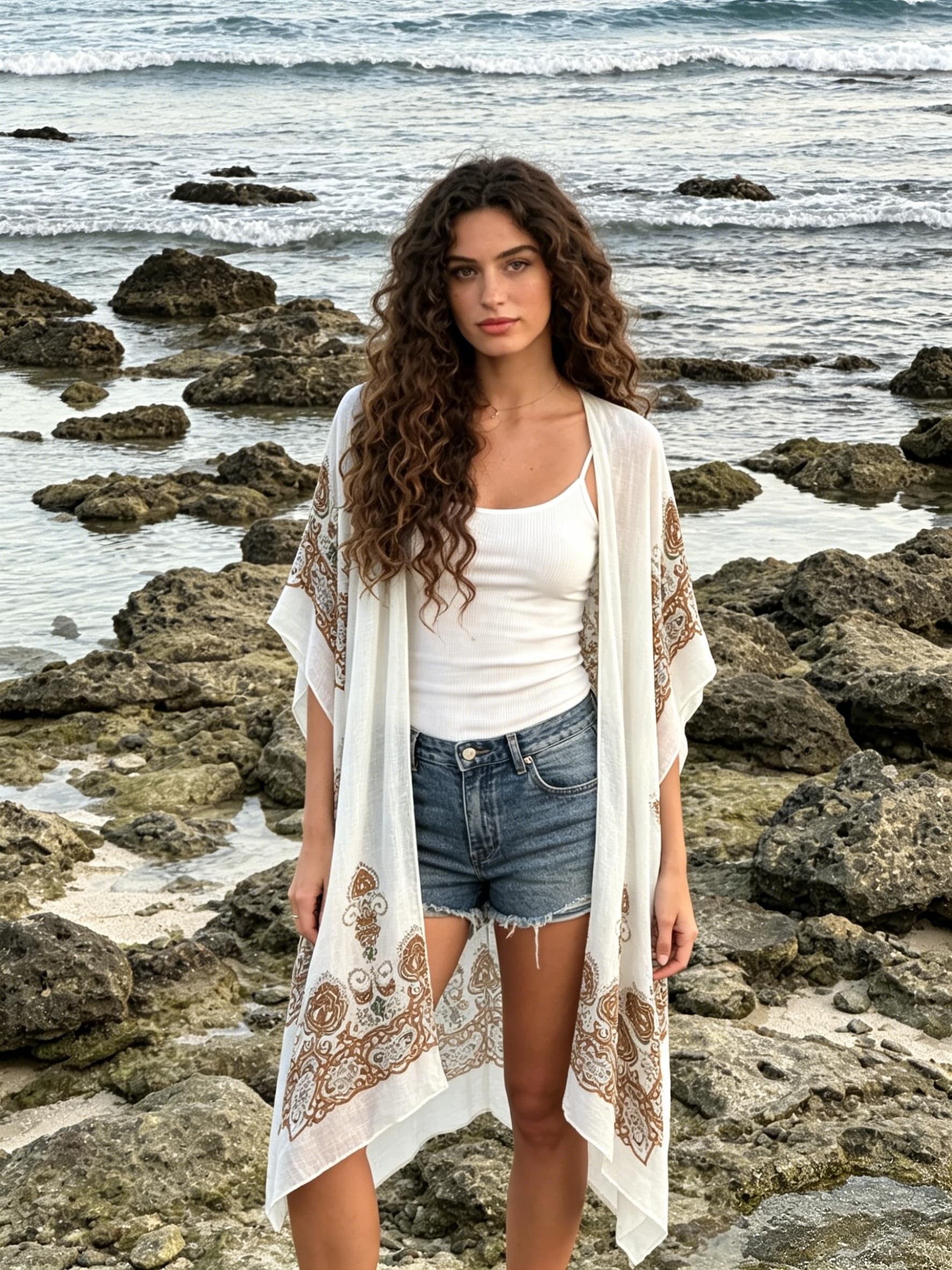 Beautiful Nomad Kimono para mujer, salida de baño, cárdigan de playa