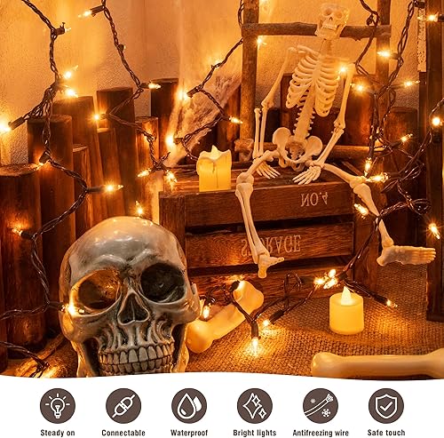 Miniatura 5 de YOUNGAR 50 luces de Navidad transparentes para exteriores, luces de árbol de Navidad aprobadas con cable marrón, mini luz incandescente enchufable