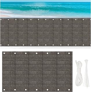 Sibosen 3'x16.5' Balcony Privacy Screen Cover Heavy Duty Mesh Windscreen for Porch Deck, Fence, Backyard, Patio, Balcony to Cover Sun Shade (Brown)