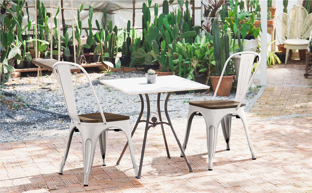 Amazon.com - Yaheetech Metal Dining Chairs Set of 4, Industrial