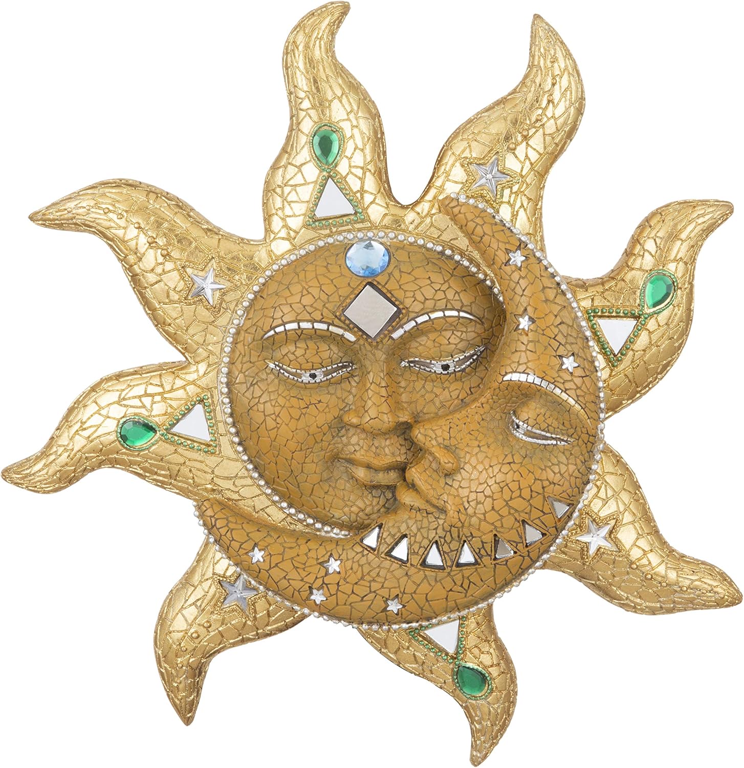 George S. Chen Imports Polyresin Orange Mosaic Face Sun with Yellow Mosaic Moon, 13", Multicolor (SS-G-63046)