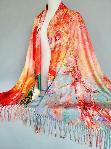 Miniatura 5 de VENVSBEE Reversible Scarf Soft Large Shawl Wrap Blanket Double Sided Art Print Warm Pashmina Stoles Klimt Van Gogh Gifts