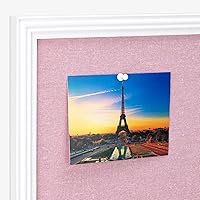 Vista 3 de Navaris Framed Linen Bulletin Board - 17 x 23 inches Fabric Jewelry Organizer Pinboard for Wall Memory Memo Pin Board - Pink Linen with White Frame
