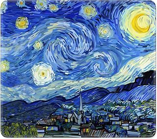 Mouse Pad, Minimalism Marble Style Computer Pad, Anti-Slip Rubber Mouse Mat with Stitched Edges for Gaming, Office, Laptop, PC, Women, 9" x 8" Thick 3 mm, Starry Night