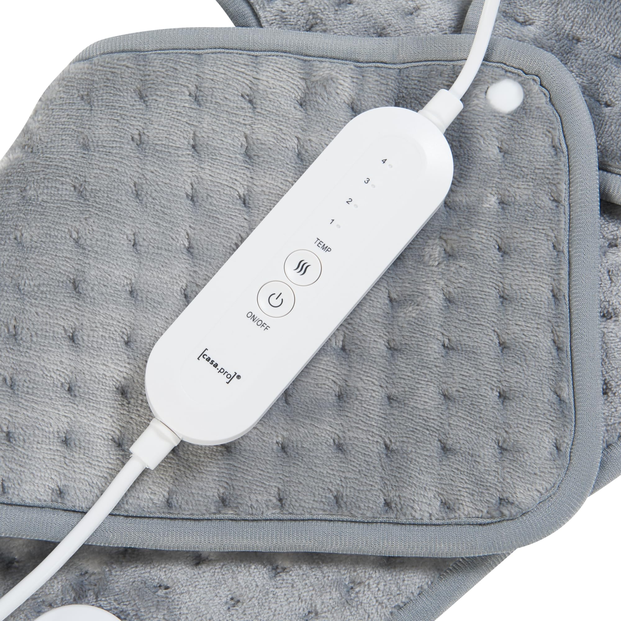 [en.casa] Almohadilla Eléctrica para Cuello Espalda Almohada Térmica Apagado Automático Lavable Temperatura Regulable 4 Niveles de Calor Vlies 100W 65 x 45 cm - Gris
