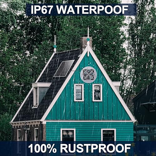 Miniatura 7 de LilDiho 30W solar attic fan- solar exhaust fan, Two Charging Options, IPX7 Waterproof Fan 32.8Ft, Solar Fan for Attic, Underground Space,