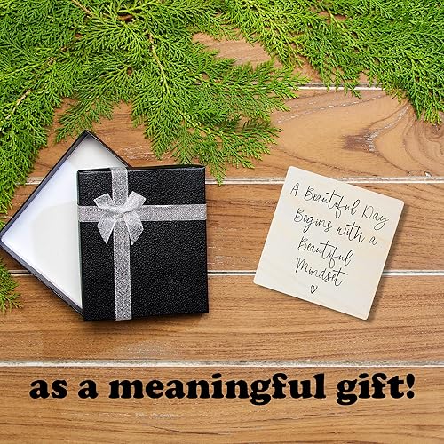 Miniatura 4 de Letrero motivacional de madera, con texto en inglés A Beautiful Day Begin With A Beautiful Mindset, decoración de mesa de escritorio, regalos para