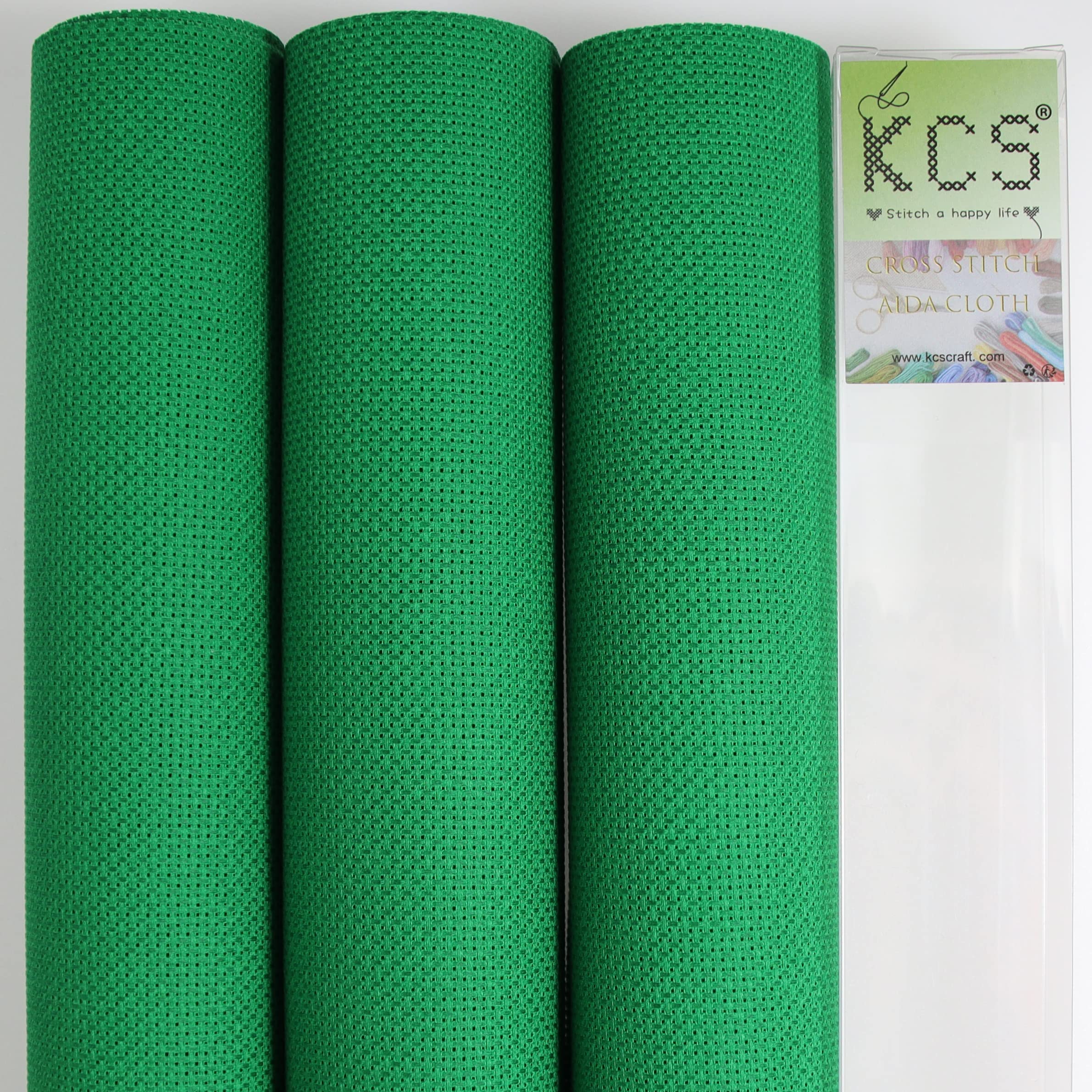 KCS 3 pc of 15" x 18" Counted Cross Stitch Cotton Aida Cloth Needlework Fabric,14CT,Green