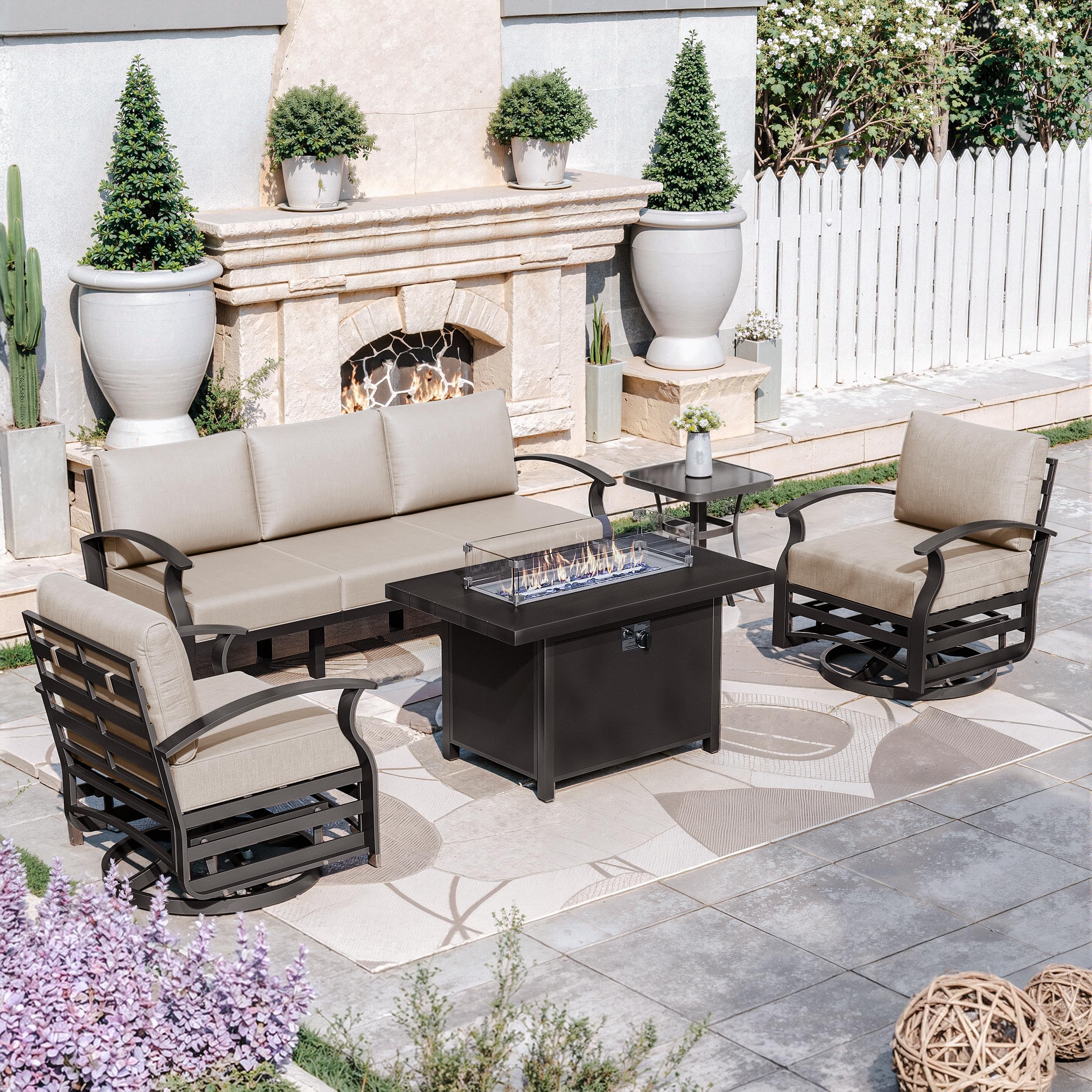 Kurapika 5-Seat Aluminum Set with Fire Pit