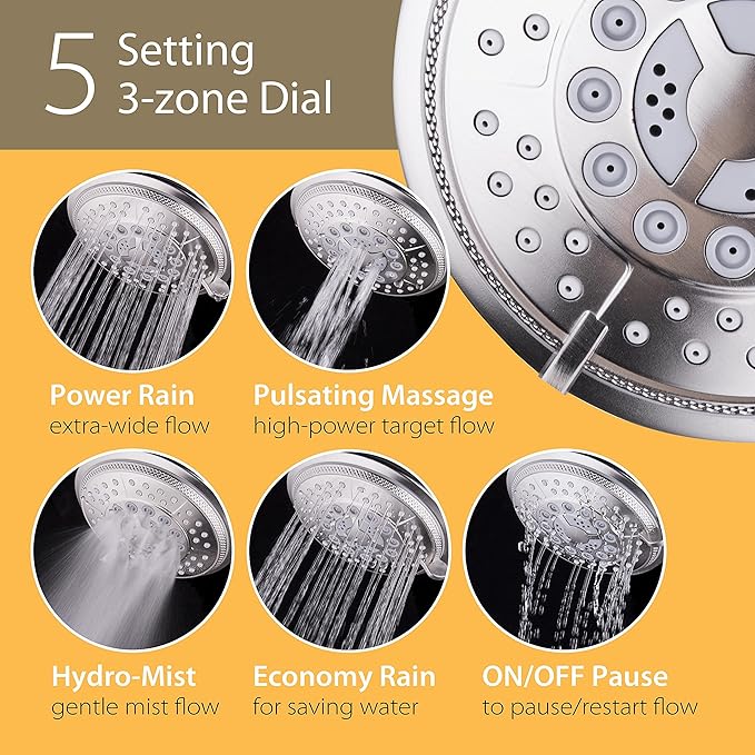 Combo de Regadera de Mano y Lluvia Hydroluxe 1733, 24 Funciones, Acero Inoxidable miniatura 2