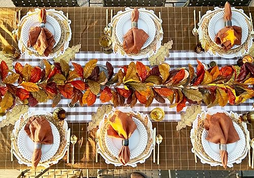 Miniatura 7 de Paquete de 2 guirnaldas de hojas de magnolia de otoño, 5.5 piespieza, hojas artificiales de otoño, enredaderas, guirnalda de follaje colgante falsa