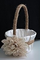 Vista 1 de Rustic Ivory Flower Girl Basket/Rustic Ivory Beige Burlap Basket/Rustic Ivory Beige Burlap Wedding Basket