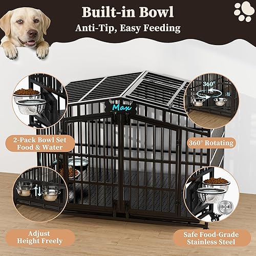 Miniatura 6 de EasyCom Jaula para perros indestructible de alta resistencia de 54 pulgadas, tamaño XXL, perrera de metal extra grande con parte superior abierta, 2