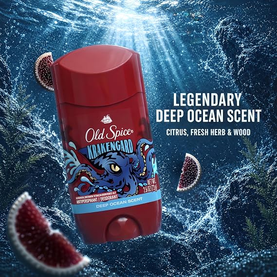 Old Spice Antiperspirant Deodorant for Men, 24/7 Sweat & Odor Protection, 24/7 Freshness & Lasting Scent, Invisible Solid, Krakengard with Deep Ocean Scent, 2.6 oz (Pack of 6)