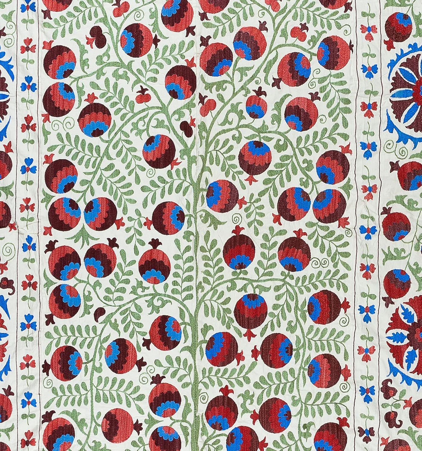 6.3x8 Ft Suzani Fabric Silk Embroidery Bedspread, Traditional New Wall Hanging from Turkey. RS142