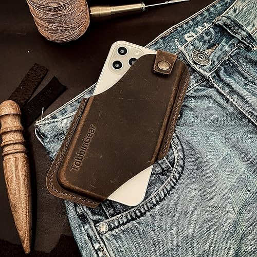 Miniatura 6 de TobbinGear Funda de cuero para teléfono celular con clip para cinturón, bolsa de cuero para teléfono, funda universal de cuero en el cinturón,