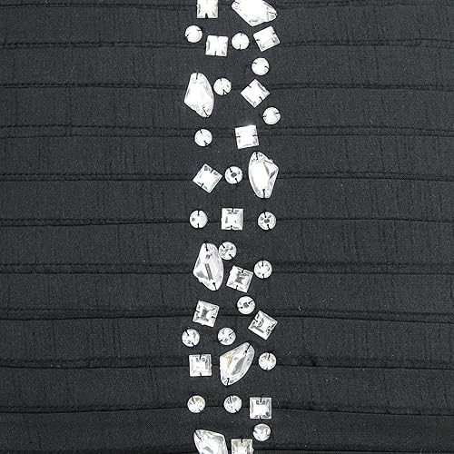 Miniatura 2 de S4Sassy Funda de cojín decorativa hecha a mano con cuentas de piedra negra, funda de almohada cuadrada de 12 x 12 pulgadas