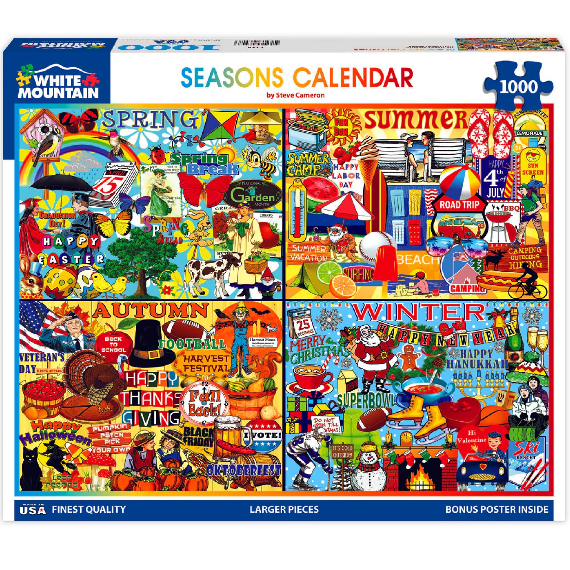White Mountain Puzzles Seasons Calendar, 1000 Piece Puzzle