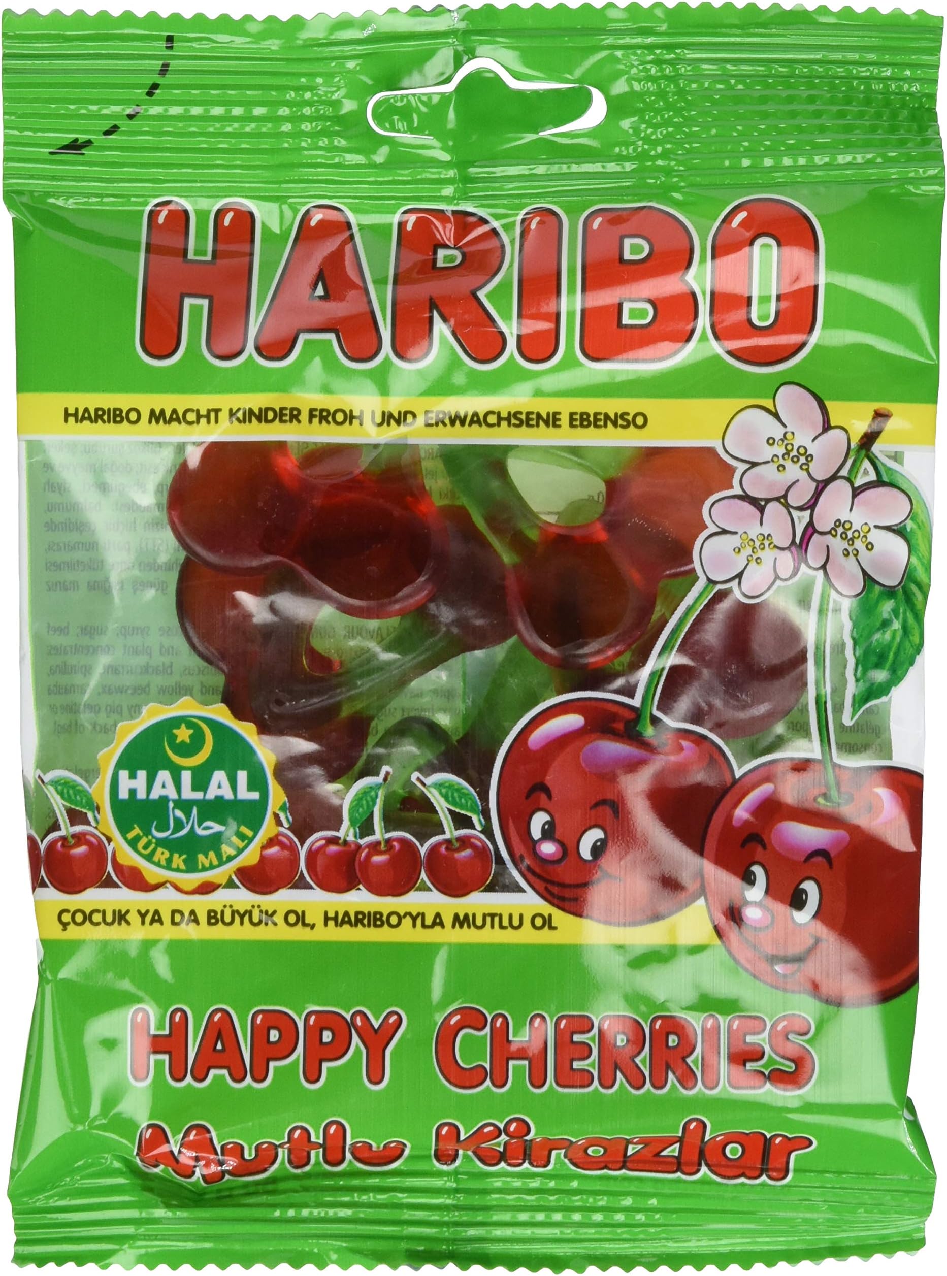 Haribo Halal Sweets Happy Cherries, 80g, pack of 24 (1.9kg bulk halal sweets)