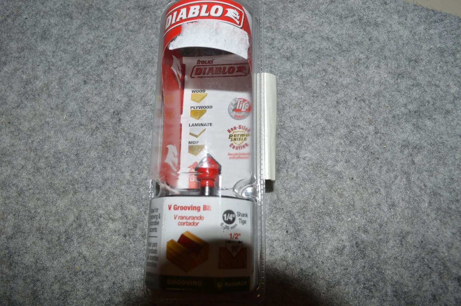 Diablo Flush Trim Router Bit - Cuts Hardwood, Softwood, Plywood, Composite Materials - 1/2" Dia, 1/4" Shank, Tico Carbide, Anti-Buildup Coating, 3-Flute - DR44100