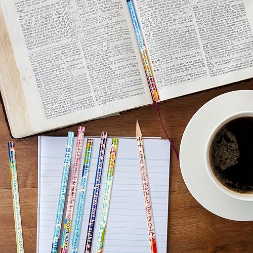 Miniatura 5 de Kolewo4ever 100 lápices con versículos bíblicos con escrituras inspiradoras, 8 estilos, multicolor, ideal para profesores, estudiantes, suministros