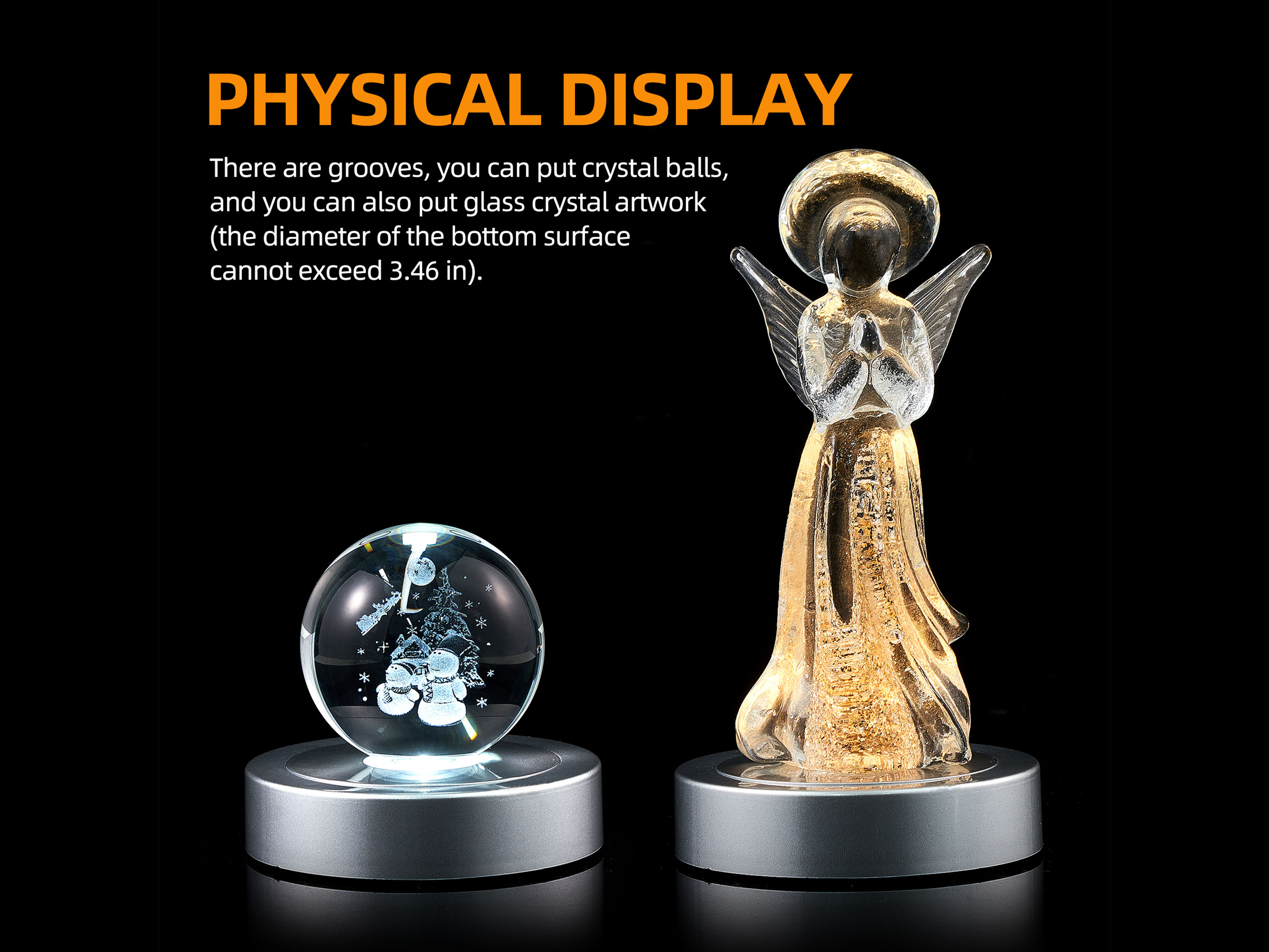 Base Luminosa LED Rotante Per Sfere Di Cristallo - Espositore Multicolore Con Touch - Foto 9