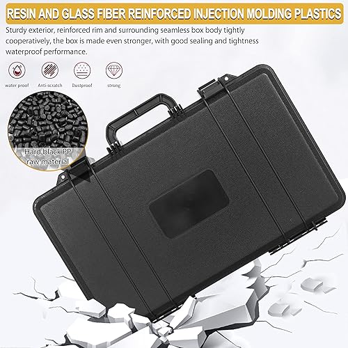 Miniatura 15 de Funda protectora rígida a prueba de golpes resistente al agua con inserto de espuma personalizado para cámara, etc., 11 x 9.5 x 5 pulgadas