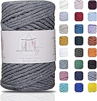 Vista 24 de Makromecity, Cordón de macramé de un solo hilo de 3 mm x 100 yardas (300 pies) Hilo de algodón azul marino de 3 mm de un solo hilo para arte