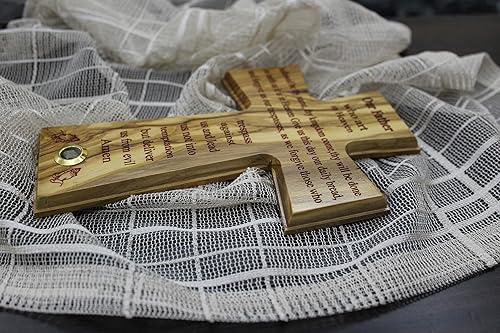 Miniatura 4 de Cruz de pared de oración del Señor, madera de olivo, hecha a mano en Bethlehem y Jerusalén, Tierra Santa, única en su clase, muy especial, con hojas