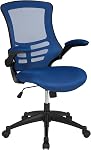Flash Furniture Mid-Back chaise de bureau ergonomique pivotante en mesh bleu avec bras à bascule