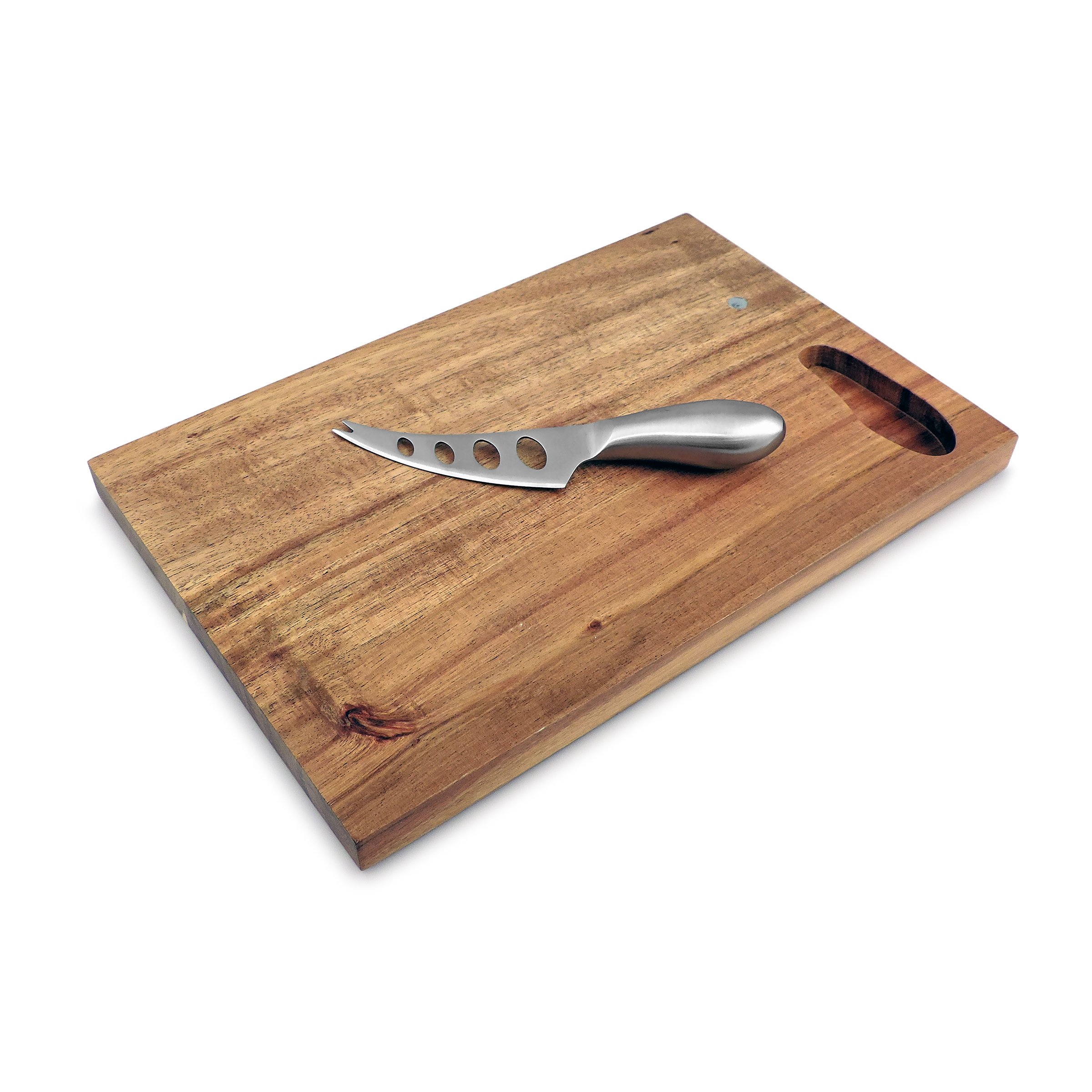 Swissmar Akazien Käsebrett + Messer, Käsemesser, Servierplatte, Servierbrett, Universalmesser, Akazienholz