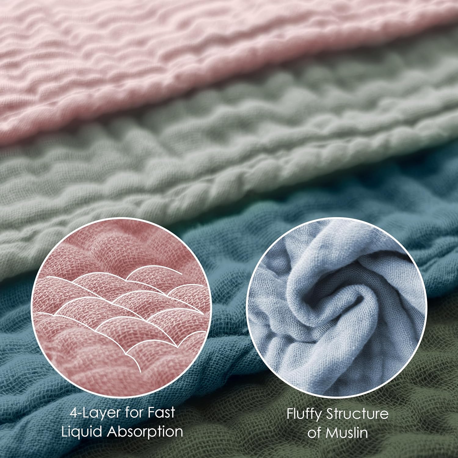 HIPHOP PANDA Muslin Burp Cloths, 10 Pack - Large 20" X10" - Ultra Absorbent and Soft 100% Cotton Baby Essentials Drool Rags and Messes for Newborn - Colorful Designs for Boy Girl, Multicolor - Image 6