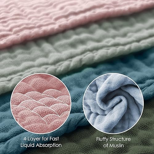 Miniatura 6 de HIPHOP PANDA Paños de muselina para eructos, paquete de 10  Grandes 20 x 10 pulgadas  Ultra absorbentes y suaves, 100% algodón esencial para bebé,